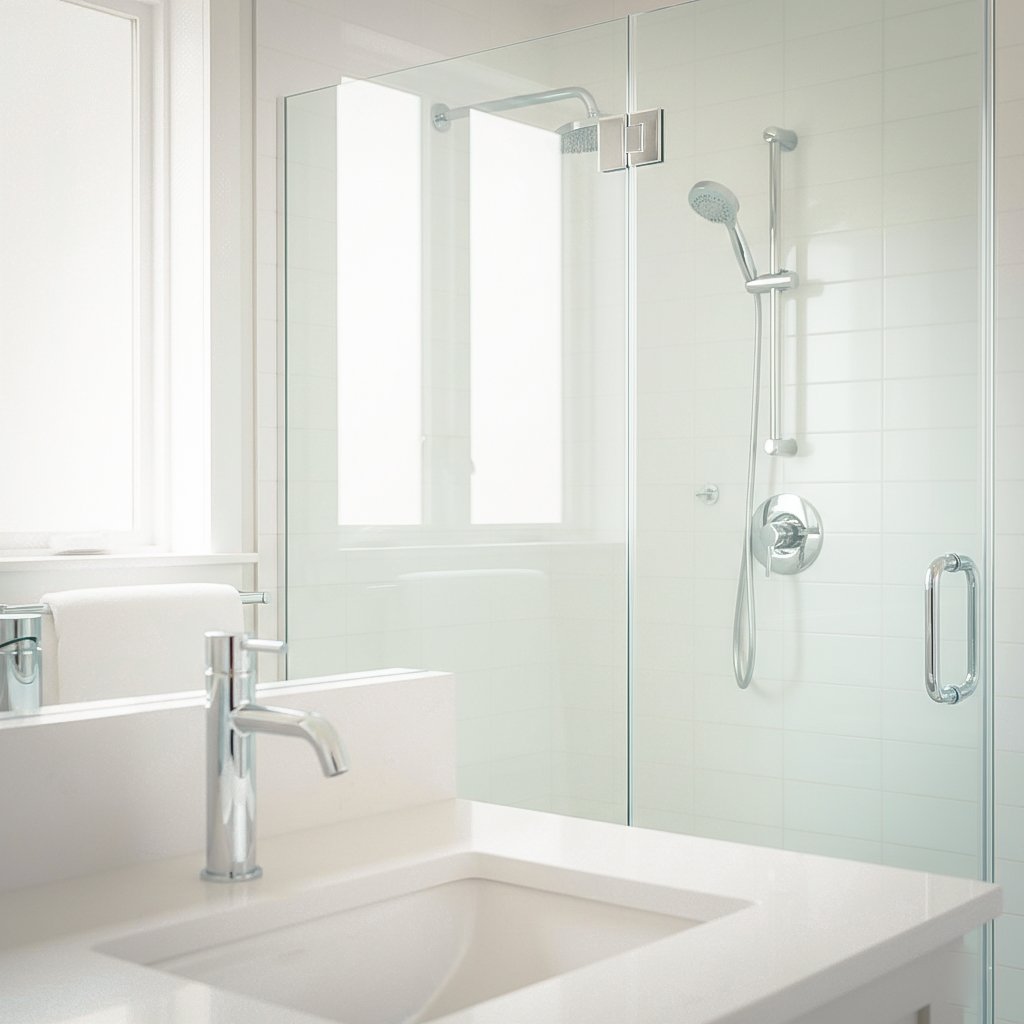 modern american bathroom showcasing pristine fixtures