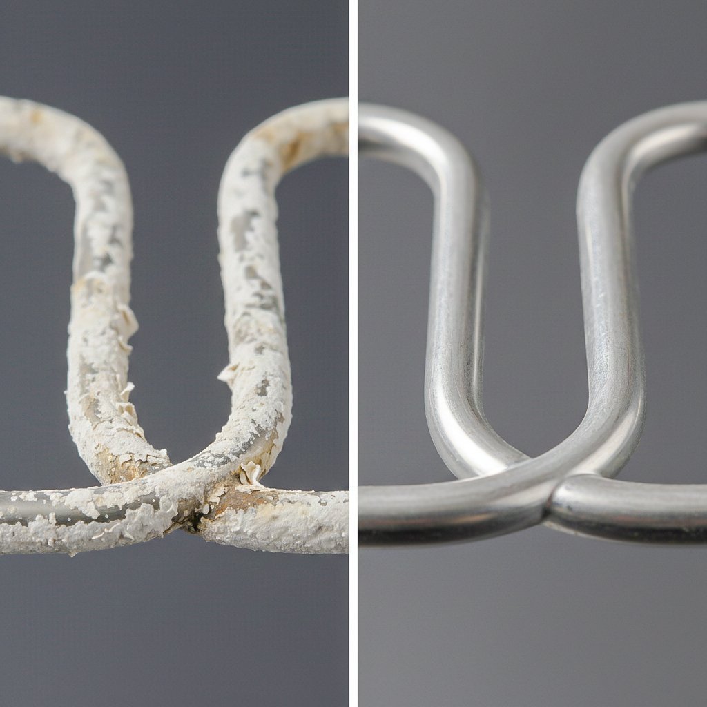 split screen close up scale buildup