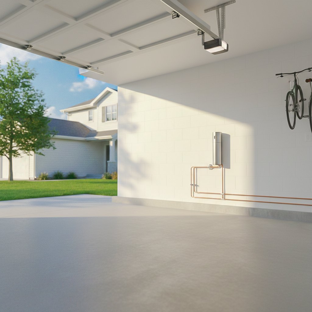 american suburban home with partial view into the garage
