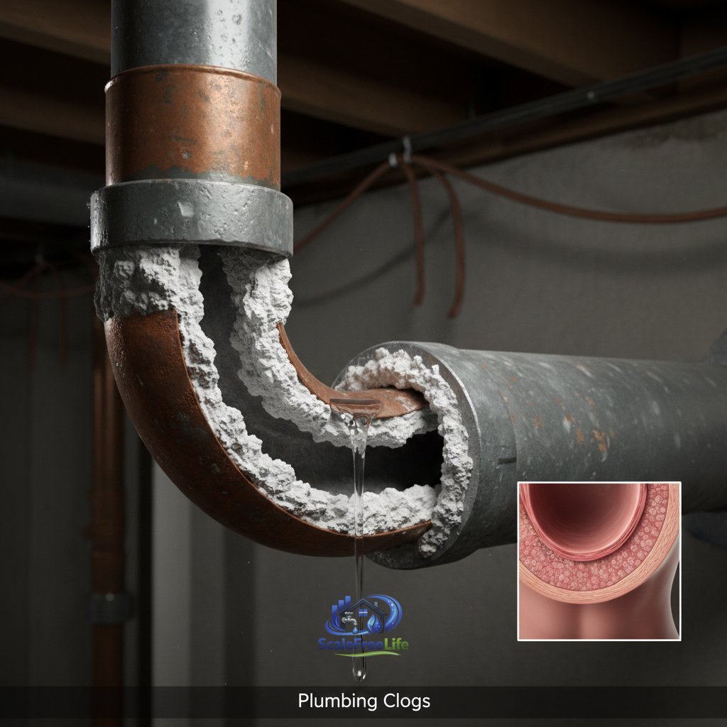 Much like cholesterol in an artery, mineral deposits narrow your pipes and kill your home