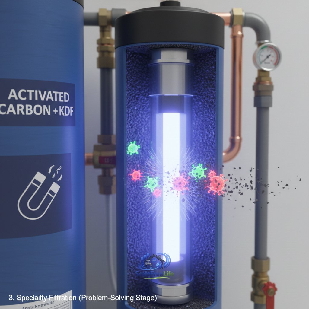Specialty stages like UV purification are a must-have for homes on private wells to ensure biological safety